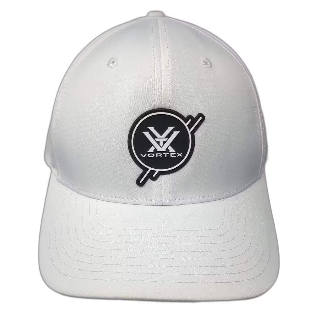 Vortex Snapback White Hat Adjustable One Size Rubber Logo Performance Outdoor